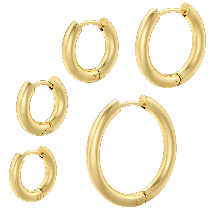 1 Pair Simple Style Round Plating Copper 18k Gold Plated Hoop Earrings