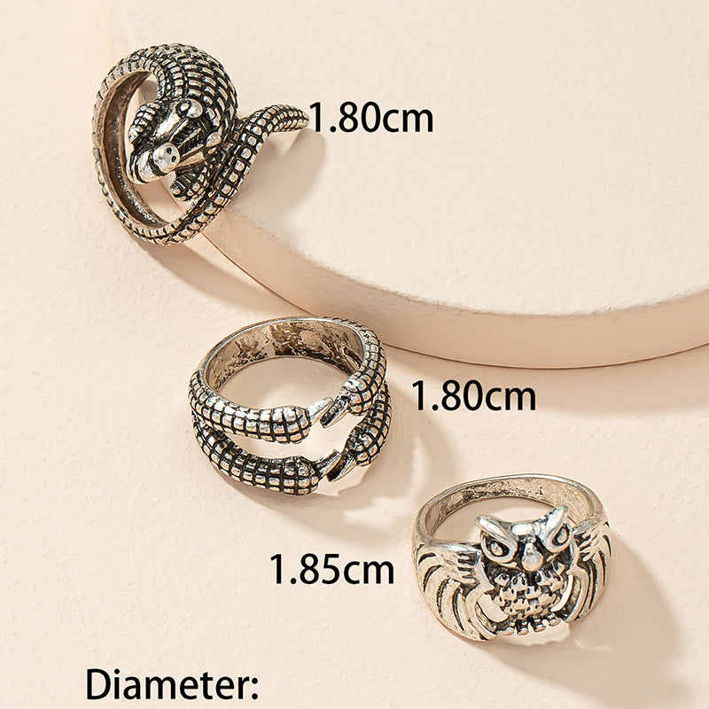 Hip-hop Punk Cool Style Owl Alloy Unisex Open Rings