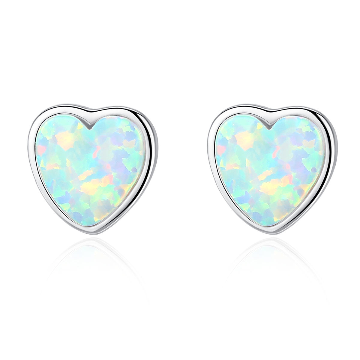 1 Pair Elegant Simple Style Heart Shape Plating Sterling Silver Ear Studs