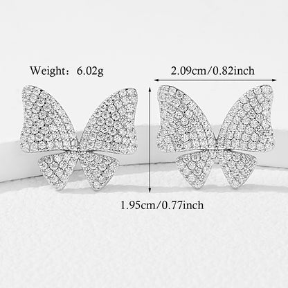 1 Pair Elegant Glam Classical Butterfly Plating Inlay Sterling Silver Artificial Zircon White Gold Plated Rhodium Plated Ear Studs