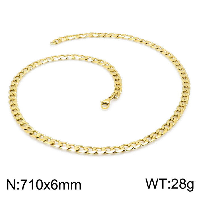 Simple Style Solid Color Titanium Steel Chain 18K Gold Plated Women'S Bracelets Necklace