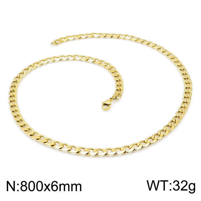 Simple Style Solid Color Titanium Steel Chain 18K Gold Plated Women'S Bracelets Necklace