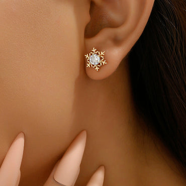 1 Pair Vintage Style Snowflake Plating Inlay Copper Alloy Zircon 18k Gold Plated Ear Studs