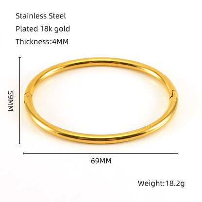 Simple Style Solid Color Stainless Steel Plating 18k Gold Plated Bangle