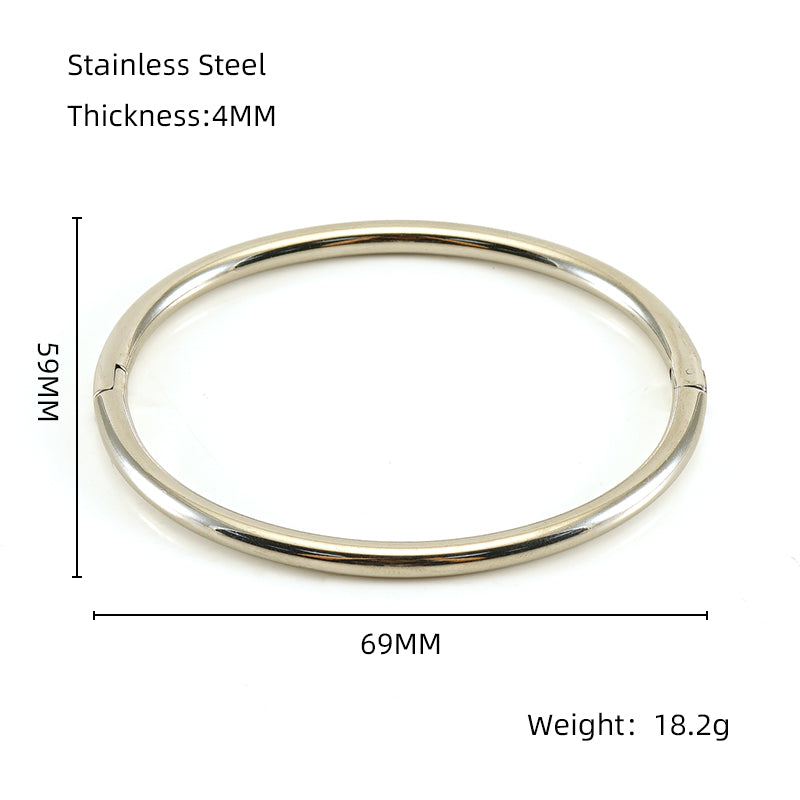 Simple Style Solid Color Stainless Steel Plating 18k Gold Plated Bangle