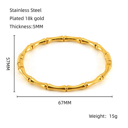 Simple Style Solid Color Stainless Steel Plating 18k Gold Plated Bangle