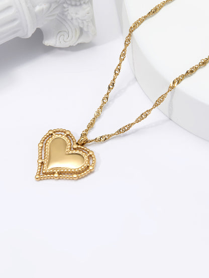 Simple Style Solid Color Stainless Steel Plating 18k Gold Plated Pendant Necklace