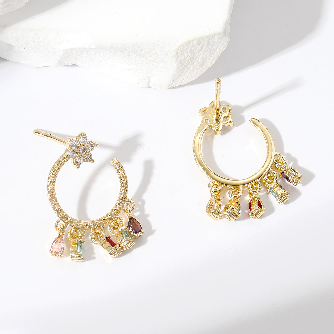 1 Pair Simple Style Water Droplets Plating Inlay Copper Zircon Gold Plated Earrings