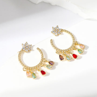 1 Pair Simple Style Water Droplets Plating Inlay Copper Zircon Gold Plated Earrings