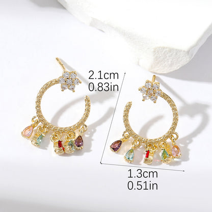 1 Pair Simple Style Water Droplets Plating Inlay Copper Zircon Gold Plated Earrings