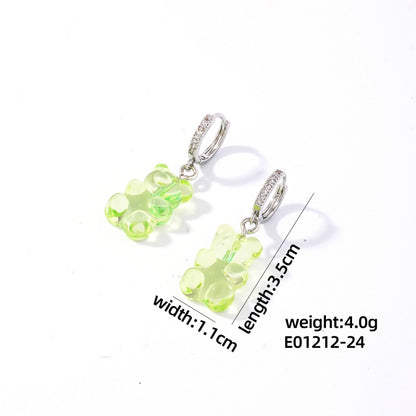 1 Pair Cute Sweet Simple Style Bear Arylic Drop Earrings