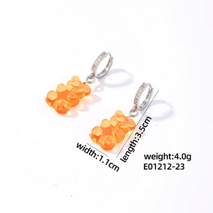 1 Pair Cute Sweet Simple Style Bear Arylic Drop Earrings