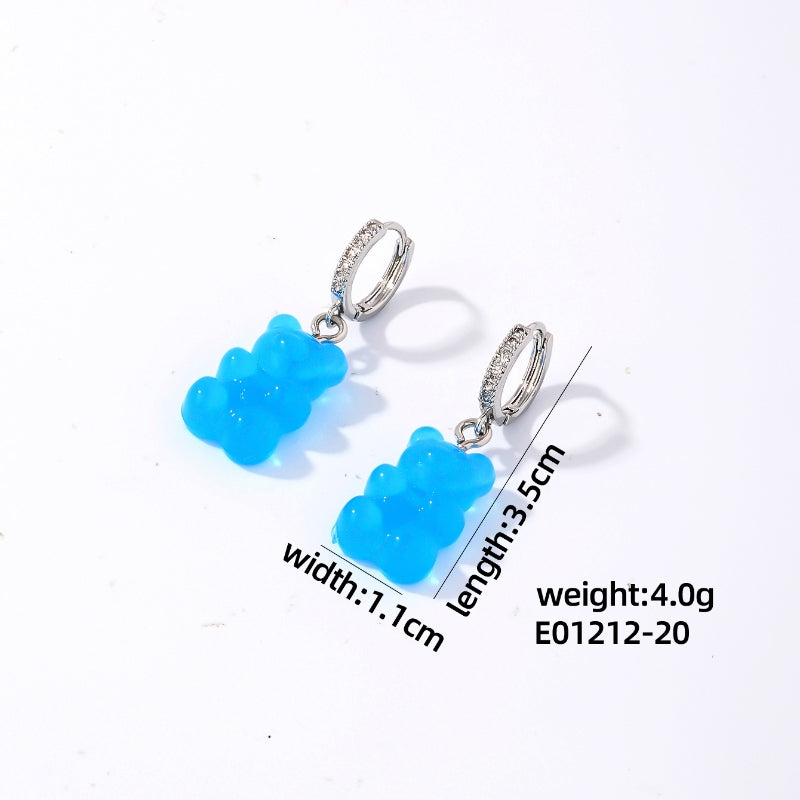 1 Pair Cute Sweet Simple Style Bear Arylic Drop Earrings