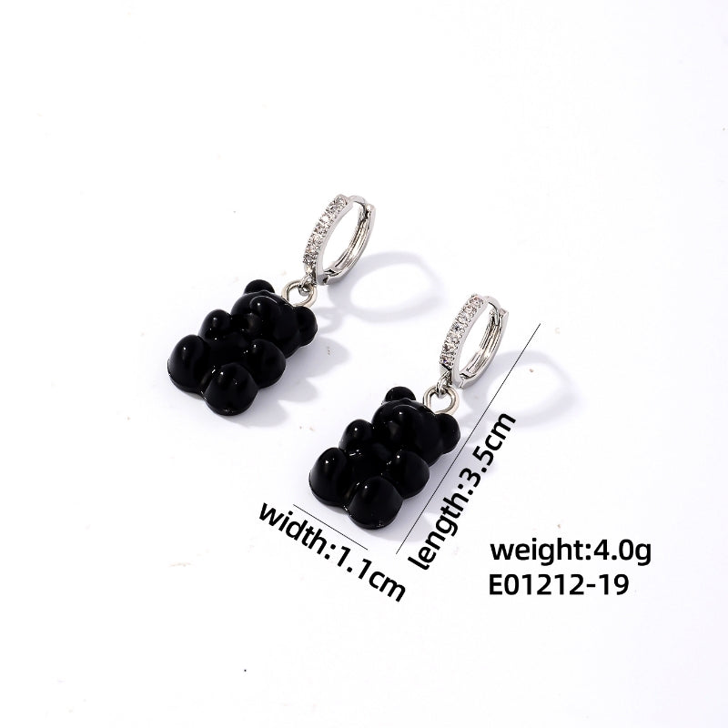 1 Pair Cute Sweet Simple Style Bear Arylic Drop Earrings