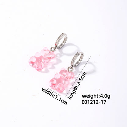 1 Pair Cute Sweet Simple Style Bear Arylic Drop Earrings