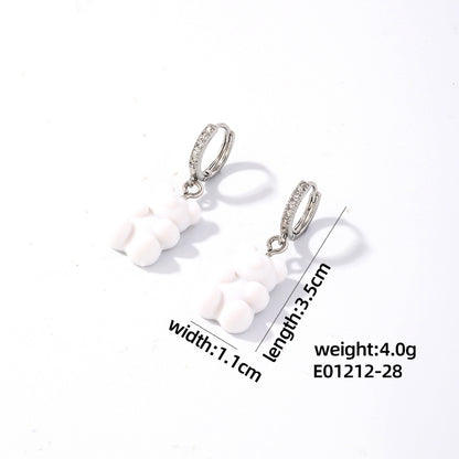 1 Pair Cute Sweet Simple Style Bear Arylic Drop Earrings