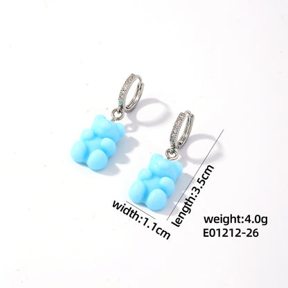 1 Pair Cute Sweet Simple Style Bear Arylic Drop Earrings