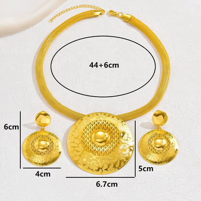 Elegant Bridal Flower Iron Plating Hollow Out 18k Gold Plated Women's Jewelry Set