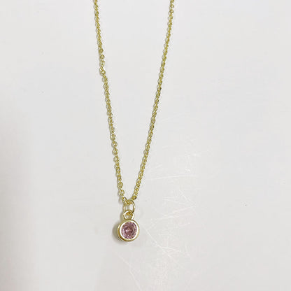 Cute Simple Style Color Block Copper Plating Chain Inlay Zircon 14k Gold Plated Pendant Necklace