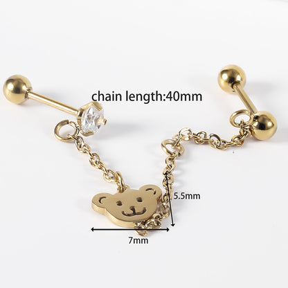 1 Pair Cute Vintage Style Bear Polishing Plating Stainless Steel 14k Gold Plated Ear Studs