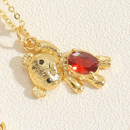 Simple Style Little Bear Dragonfly Copper Plating Inlay Zircon 14k Gold Plated Pendant Necklace