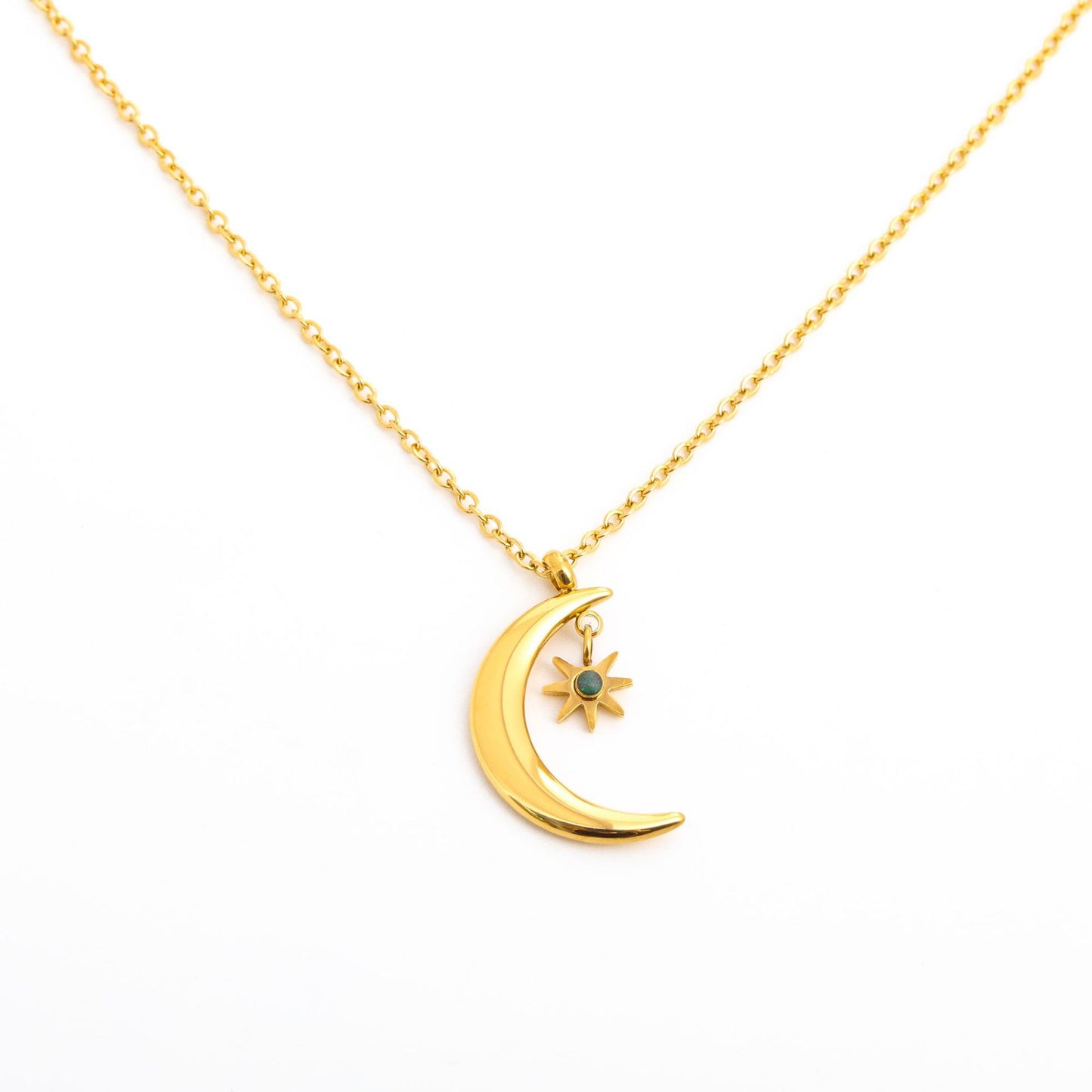 Vintage Style Classic Style Sun Moon Titanium Steel Plating Inlay Birthstone Gold Plated Pendant Necklace