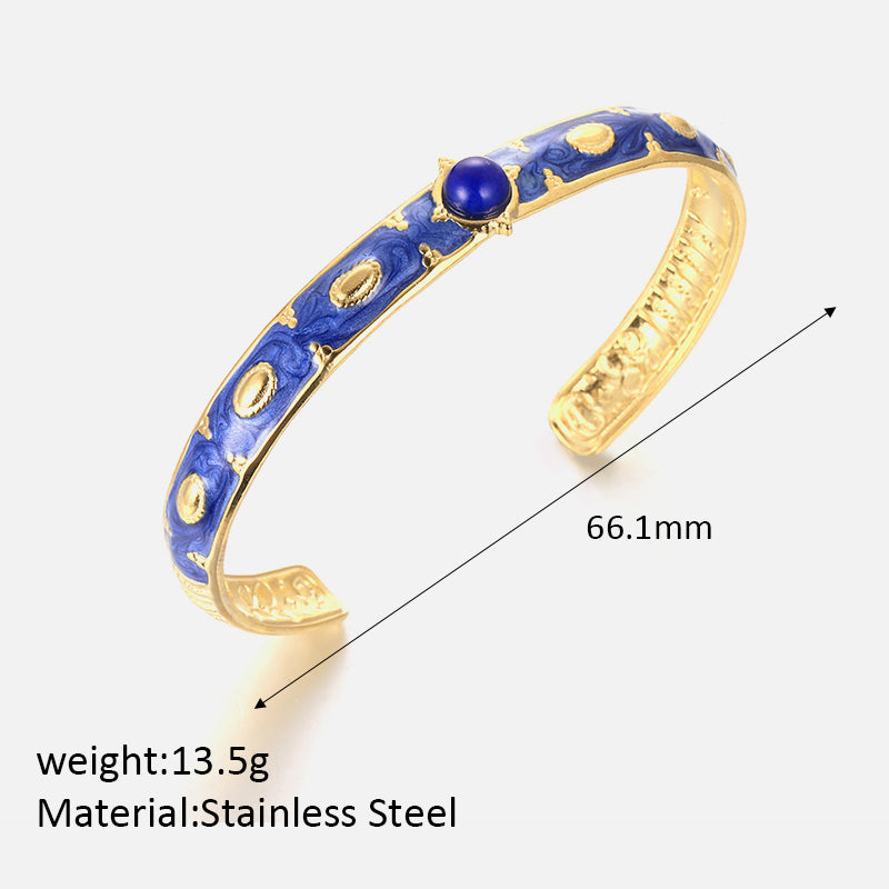 Retro Roman Style Geometric Stainless Steel Plating Gold Plated Bangle