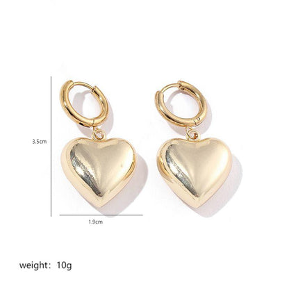 1 Pair Classic Style Heart Shape Plating Stainless Steel 18k Gold Plated Earrings