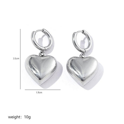 1 Pair Classic Style Heart Shape Plating Stainless Steel 18k Gold Plated Earrings