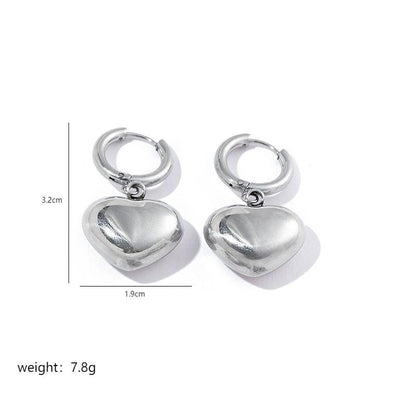 1 Pair Classic Style Heart Shape Plating Stainless Steel 18k Gold Plated Earrings