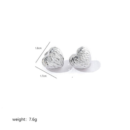 1 Pair Simple Style Heart Shape Plating Copper 18k Gold Plated White Gold Plated Ear Studs