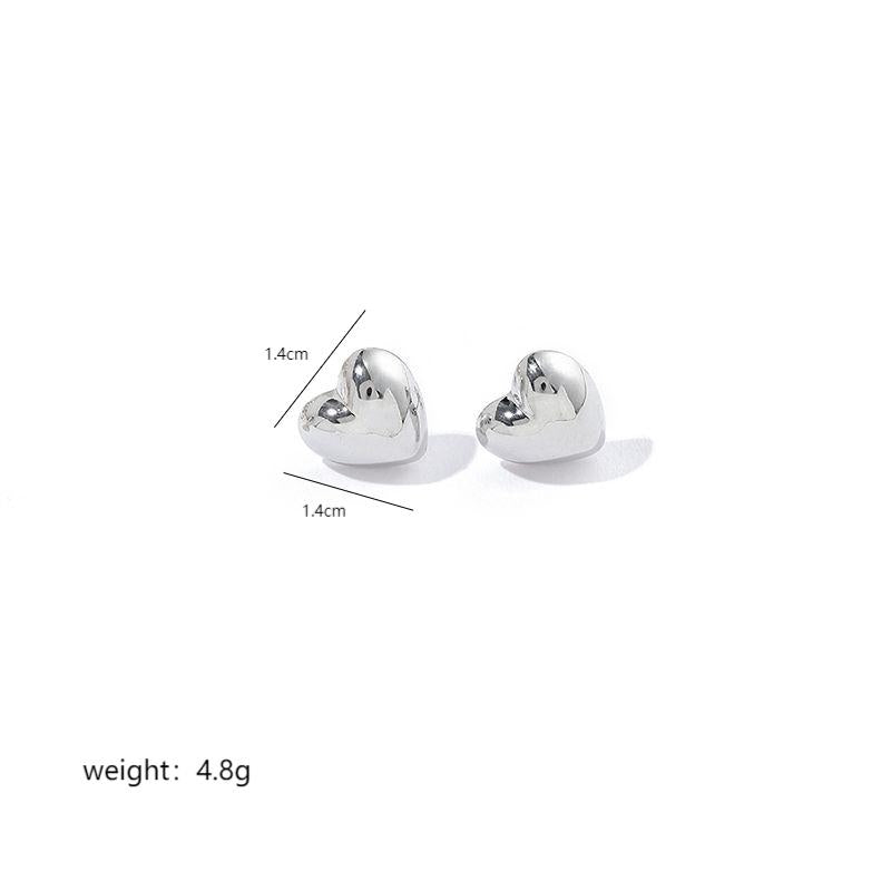 1 Pair Simple Style Heart Shape Plating Copper 18k Gold Plated White Gold Plated Ear Studs