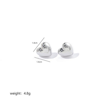 1 Pair Simple Style Heart Shape Plating Copper 18k Gold Plated White Gold Plated Ear Studs