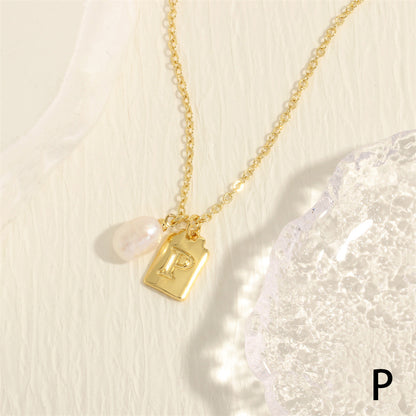 Simple Style Letter Copper Plating 18k Gold Plated Pendant Necklace