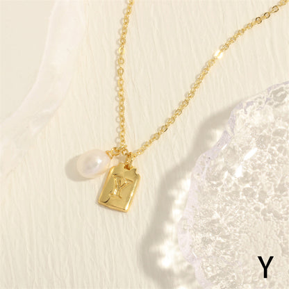 Simple Style Letter Copper Plating 18k Gold Plated Pendant Necklace