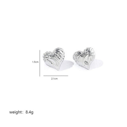 1 Pair Simple Style Heart Shape Plating Copper 18k Gold Plated White Gold Plated Ear Studs