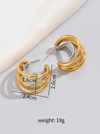 1 Pair Simple Style Classic Style Solid Color Layered Plating Titanium Steel 18k Gold Plated Gold Plated Ear Studs