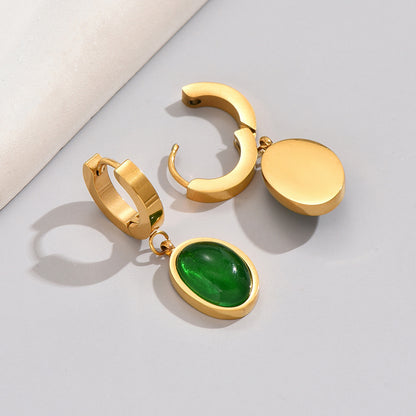 1 Pair Elegant Classical Romantic Color Block Plating Titanium Steel 18k Gold Plated Gold Plated Dangling Earrings