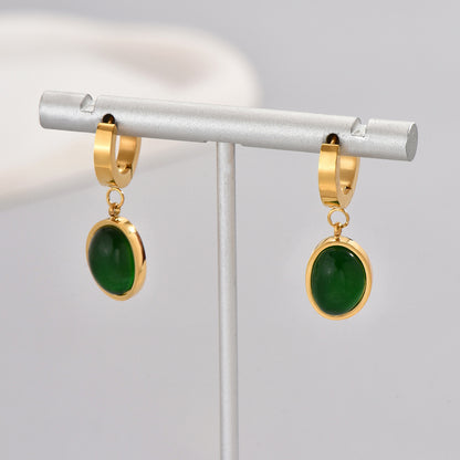 1 Pair Elegant Classical Romantic Color Block Plating Titanium Steel 18k Gold Plated Gold Plated Dangling Earrings