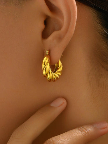 1 Pair Simple Style Classic Style Solid Color Plating Titanium Steel 18k Gold Plated Gold Plated Ear Studs