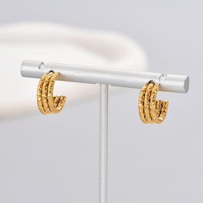 1 Pair Simple Style Classic Style Solid Color Plating Titanium Steel 18k Gold Plated Gold Plated Hoop Earrings