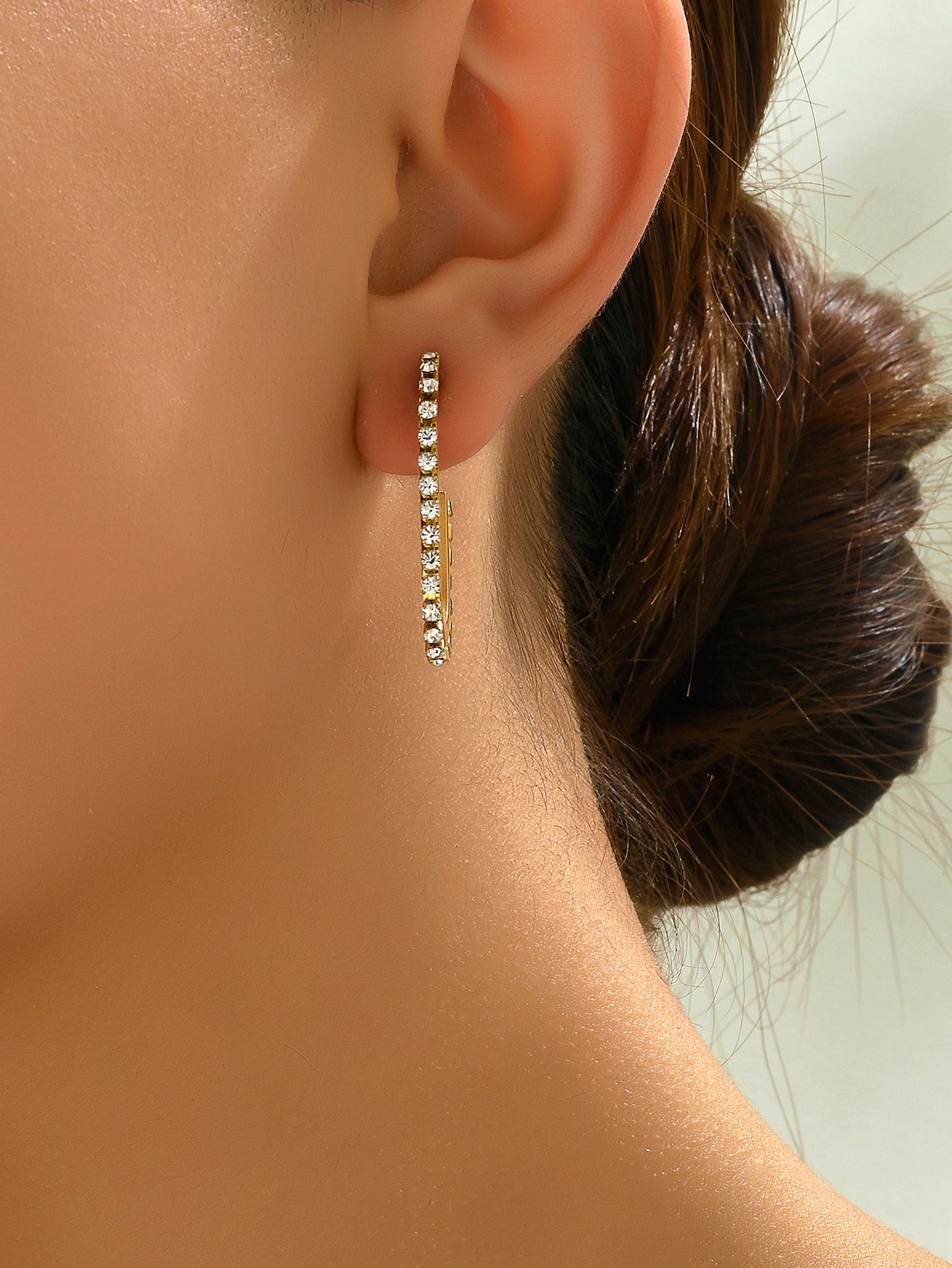 1 Pair Elegant Solid Color Plating Inlay Titanium Steel Artificial Diamond 18k Gold Plated Gold Plated Ear Studs