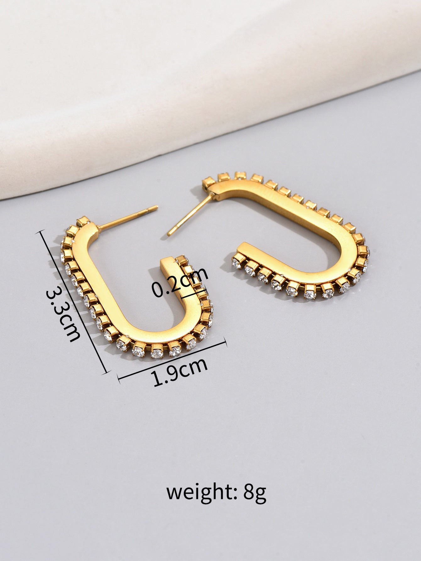 1 Pair Elegant Solid Color Plating Inlay Titanium Steel Artificial Diamond 18k Gold Plated Gold Plated Ear Studs