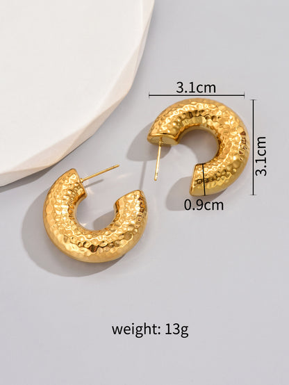 1 Pair Simple Style Classic Style Solid Color Plating Titanium Steel 18k Gold Plated Gold Plated Ear Studs