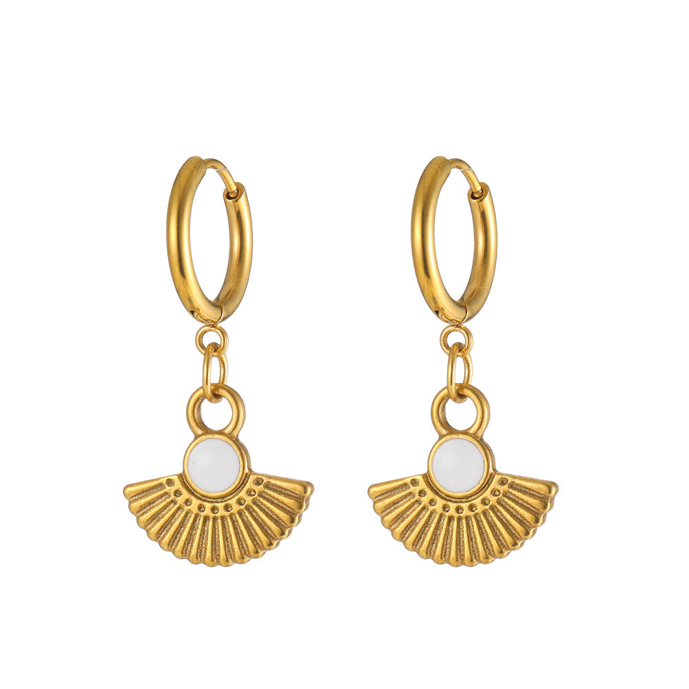 1 Pair Classic Style Solid Color Plating Stainless Steel Gold Plated Drop Earrings