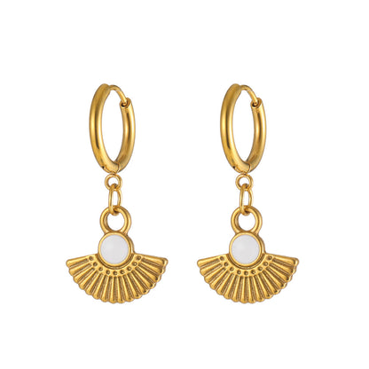 1 Pair Classic Style Solid Color Plating Stainless Steel Gold Plated Drop Earrings