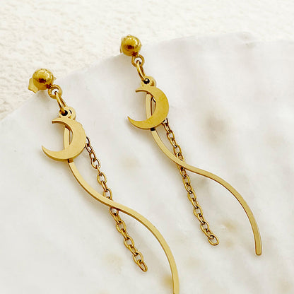 1 Pair Elegant Tortoise Wings Fish Tassel Plating Stainless Steel Gold Plated Drop Earrings