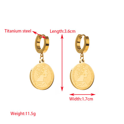 1 Pair Casual Streetwear Round Heart Shape Butterfly Hollow Out Inlay Titanium Steel Rhinestones Gold Plated Drop Earrings