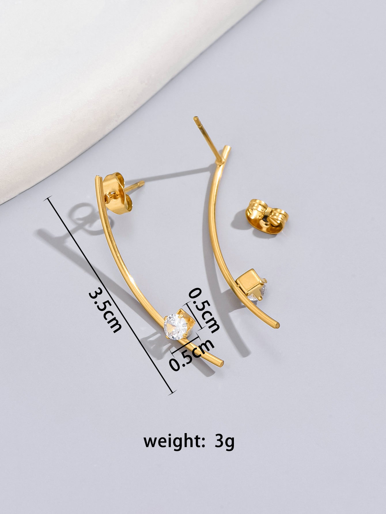 1 Pair Simple Style Solid Color Inlay Stainless Steel Titanium Steel Artificial Rhinestones 18k Gold Plated Ear Studs Cartilage Earrings