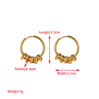 1 Pair Elegant Lady Round Square Heart Shape Inlay Titanium Steel Rhinestones Gold Plated Drop Earrings